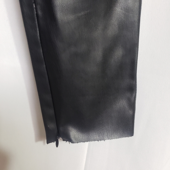 Zara, Black, Faux Leather Pants, Zipper on ankles, Unhemmed - Picture 6 of 9